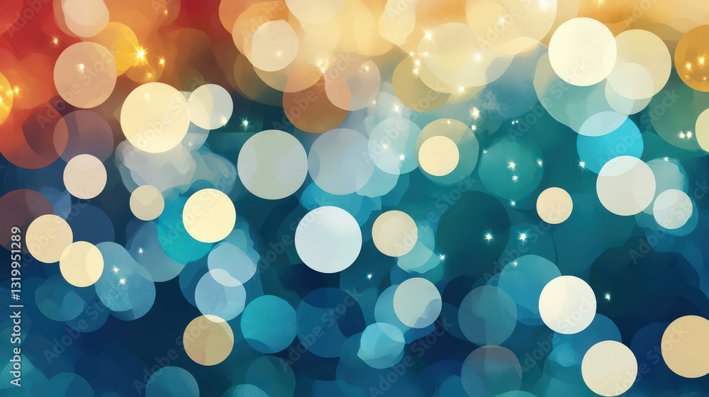 Poster bright and colorful bokeh background with soft circles and light effects