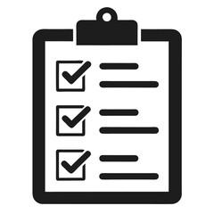 Checklist Vector Icon – White Background | Cartoon, Clipart & Line Art Illustration, Checklist vector icon with white background, clipart, cartoon, and line art for digital use.