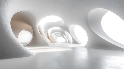 Modern White Architectural Corridor with Organic Curves