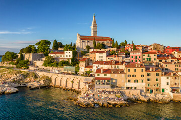 Aerial View Of The Rovinj Old Town, Adriatic Sea, Istria Peninsula, Croatia
