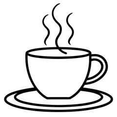 Coffee Cup Icon Vector | Line Art Sign | White Background Illustration | Clipart & Cartoon, Coffee cup icon vector in line art style, perfect for branding, clipart, and minimalist design.
