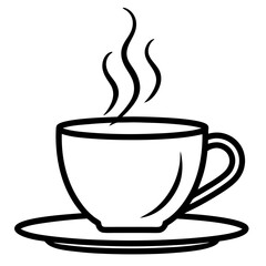 Coffee Cup Icon Vector | Line Art Sign | White Background Illustration | Clipart & Cartoon, Coffee cup icon vector in line art style, perfect for branding, clipart, and minimalist design.