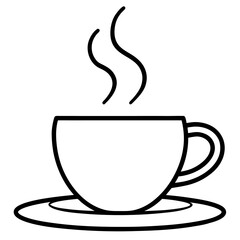 Coffee Cup Icon Vector | Line Art Sign | White Background Illustration | Clipart & Cartoon, Coffee cup icon vector in line art style, perfect for branding, clipart, and minimalist design.
