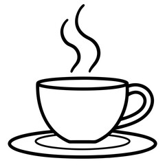 Coffee Cup Icon Vector | Line Art Sign | White Background Illustration | Clipart & Cartoon, Coffee cup icon vector in line art style, perfect for branding, clipart, and minimalist design.