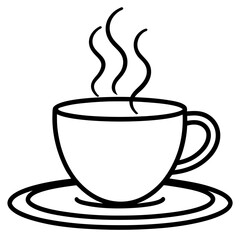 Coffee Cup Icon Vector | Line Art Sign | White Background Illustration | Clipart & Cartoon, Coffee cup icon vector in line art style, perfect for branding, clipart, and minimalist design.