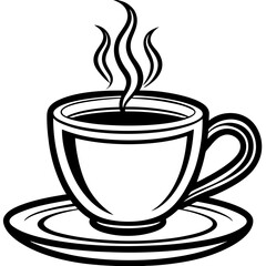 Coffee Cup Icon Vector | Line Art Sign | White Background Illustration | Clipart & Cartoon, Coffee cup icon vector in line art style, perfect for branding, clipart, and minimalist design.