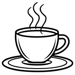 Coffee Cup Icon Vector | Line Art Sign | White Background Illustration | Clipart & Cartoon, Coffee cup icon vector in line art style, perfect for branding, clipart, and minimalist design.