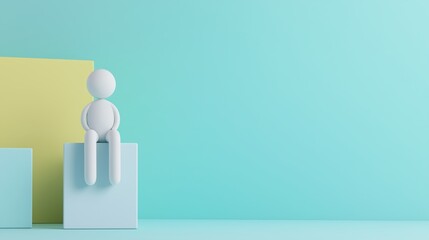 3D Illustration of Recovery Progress Chart with Stylized Figures on Soft Colored Background