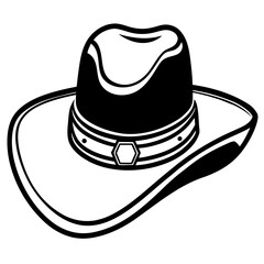Country Western Cowboy Leather Hat, Texas Sheriff Hat Silhouette Vector Clipart Design, Texas Sheriff Hat silhouette vector design perfect for country western-themed graphics.