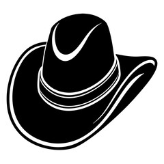 Country Western Cowboy Leather Hat, Texas Sheriff Hat Silhouette Vector Clipart Design, Texas Sheriff Hat silhouette vector design perfect for country western-themed graphics.