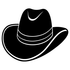 Country Western Cowboy Leather Hat, Texas Sheriff Hat Silhouette Vector Clipart Design, Texas Sheriff Hat silhouette vector design perfect for country western-themed graphics.