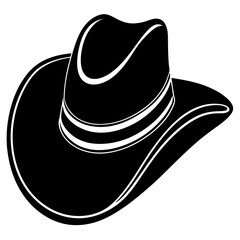 Country Western Cowboy Leather Hat, Texas Sheriff Hat Silhouette Vector Clipart Design, Texas Sheriff Hat silhouette vector design perfect for country western-themed graphics.