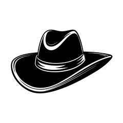Country Western Cowboy Leather Hat, Texas Sheriff Hat Silhouette Vector Clipart Design, Texas Sheriff Hat silhouette vector design perfect for country western-themed graphics.