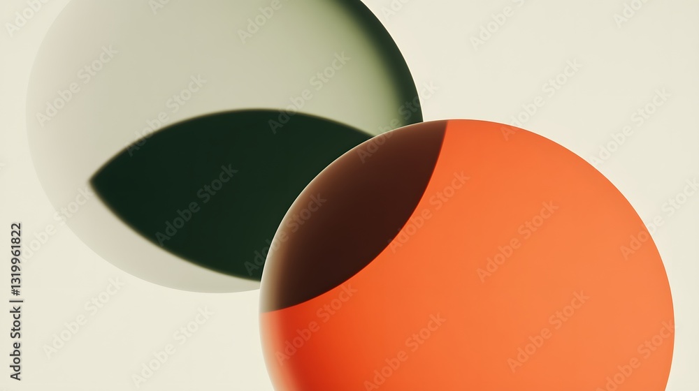 Poster two overlapping spheres featuring distinct colors and gradients in a simple composition