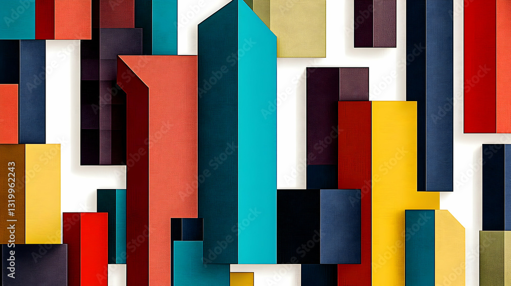 Poster 3d render of colorful textured geometric shapes abstract modern art design background pattern with b