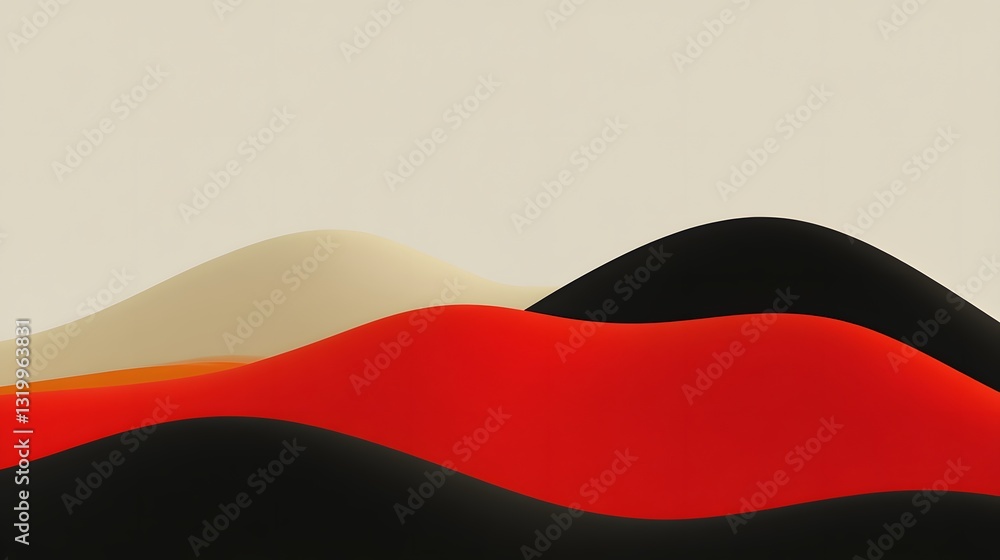 Poster abstract depiction of undulating curves featuring multiple vibrant colors