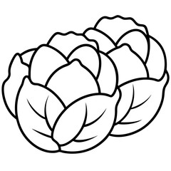 Brussels Sprout Vector Illustration - Cartoons, Clipart, Line Art Design, Brussels sprout vector illustration, cartoon, clipart, and line art design with white background