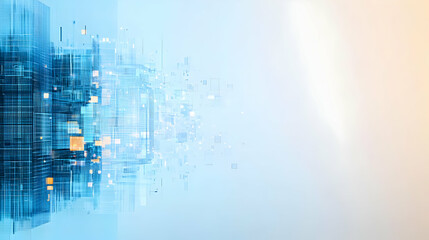 Obraz premium Abstract Digital Technology Background With Blue And Light Gradient Geometric Shapes And Lines Disintegrating Into Pixels In A Futuristic Design