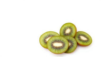 Fresh Kiwi Slices on White Background - Healthy Tropical Fruit