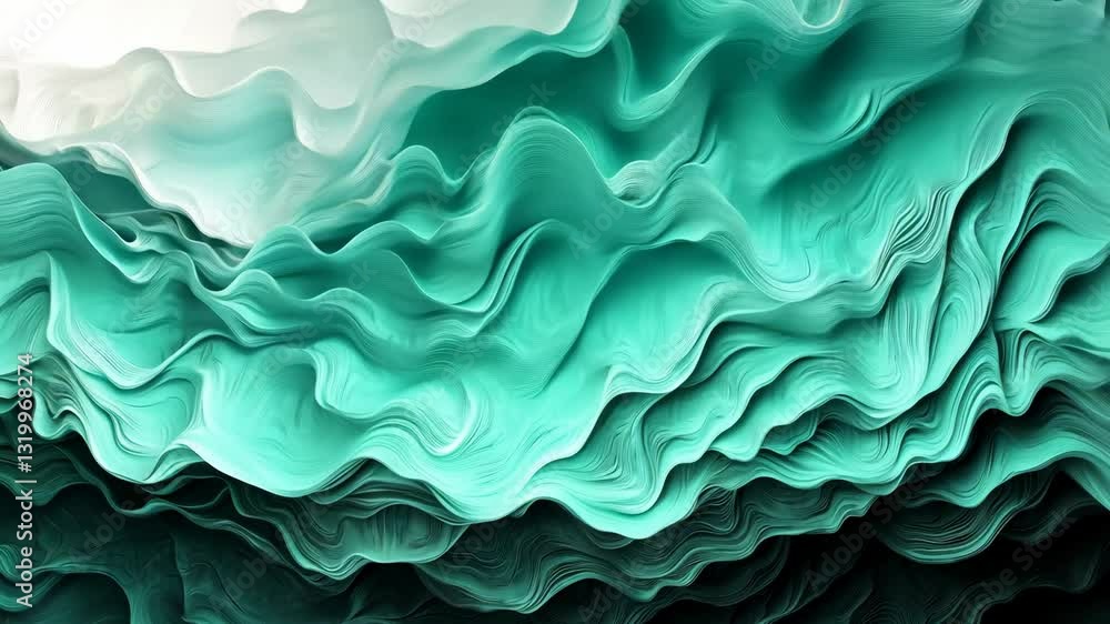 Poster gradient from mint to emerald, with a textured surface that resembles a calm ocean wave.