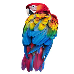 Obraz premium Vivid scarlet macaw perched proudly showing its bright feathers in natural beauty