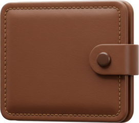 Brown Leather Wallet Mockup Closed Stitched Button Detail Realistic Texture
