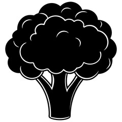 Broccoli Vector Silhouette Illustration - Clipart, Line Art, and Cartoon Design, Vector Broccoli silhouette design for clipart, cartoons, line art, and digital products