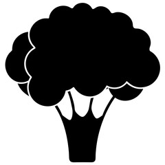 Broccoli Vector Silhouette Illustration - Clipart, Line Art, and Cartoon Design, Vector Broccoli silhouette design for clipart, cartoons, line art, and digital products