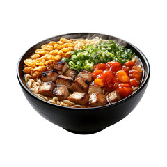 A Fluffy 3D Cartoon Bowl of Ramen with Steamy Noodles Isolated on Transparent Background