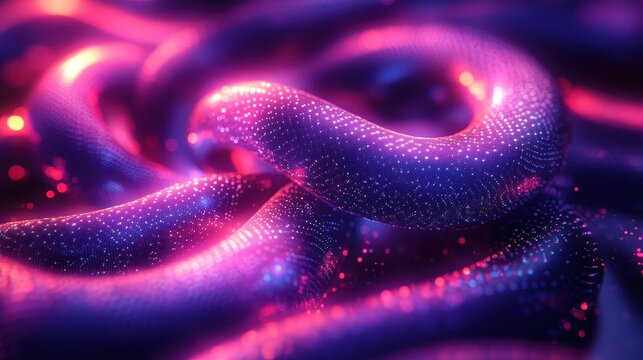 Abstract glowing snakes in vibrant light