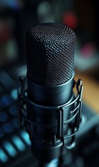 Studio Microphone Close-up Showing Fine Mesh Great for Audio Recording