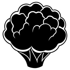 Cauliflower Vector Silhouette with White Background - Cartoon Clipart & Line Art Design, Cauliflower vector silhouette with white background, ideal for digital product designs