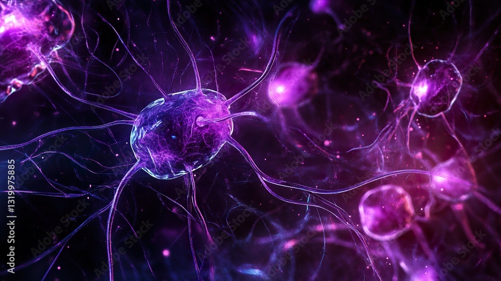 Wall mural microscopic neural network: vibrant abstract of brain cells