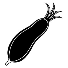 Daikon Vector Silhouette Illustration - Cartoon, Clipart, Line Art Design on White Background, Daikon vector silhouette design in cartoon, clipart, and line art style for digital products