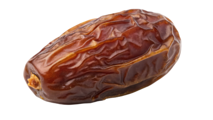 High-quality date fruit with a detailed surface and rich tones suitable for health-conscious branding vegan snack advertisements and exotic fruit illustrations on transparent background PNG