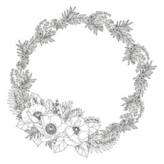 Coloring page for adults and children. Flower coloring.