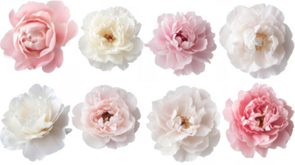 Elegant Arrangement of Various Pink and White Blossoms in Rows