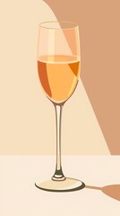 A Bellini Cocktail in a champagne flute on a monochromatic background