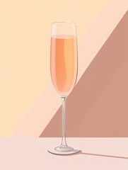 A Bellini Cocktail in a champagne flute on a monochromatic background