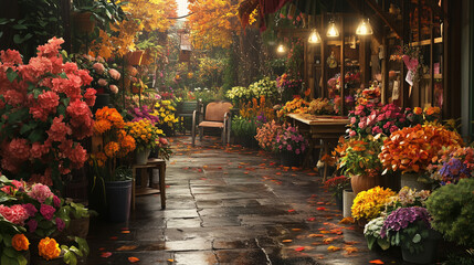 Nostalgic flowers shop, Generated AI
