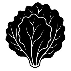 Vector Lettuce Silhouette with White Background – Clipart, Cartoon & Line Art Design, Fresh vector lettuce silhouette design on white background for digital use