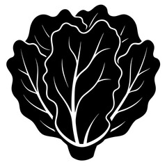 Vector Lettuce Silhouette with White Background – Clipart, Cartoon & Line Art Design, Fresh vector lettuce silhouette design on white background for digital use