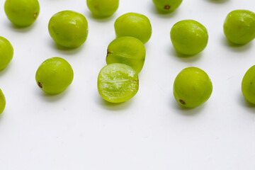 Shine muscat grape on white background.