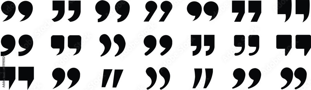 Fototapete quotation mark icons. black quote mark. symbol of discussion or dialog sign. clip art quotes mark el