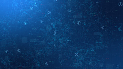 Business ideas, currency exchange, and global stock market analysis background