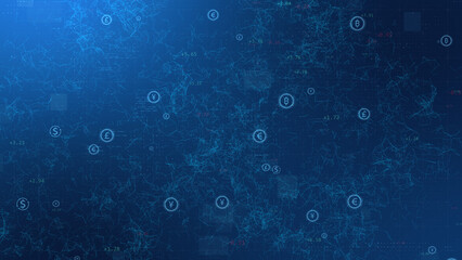 Currency icon Network money transfer Currency exchange worldwide background