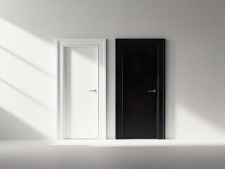 White and black doors, life path, two paths, choice, good and evil