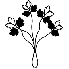 Vector Silhouette of Watercress on White Background - Clipart, Line Art, Cartoons, Vector illustration of watercress silhouette with white background, perfect for designs