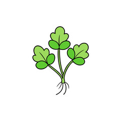 Vector Silhouette of Watercress on White Background - Clipart, Line Art, Cartoons, Vector illustration of watercress silhouette with white background, perfect for designs