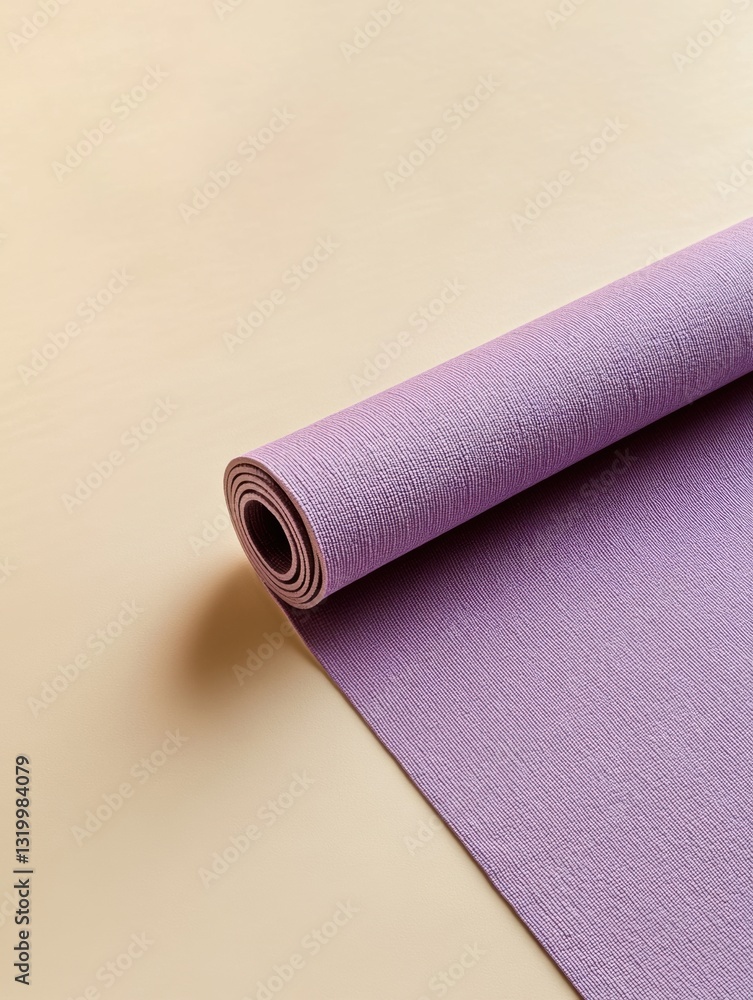 Poster minimalistic yoga mat lays diagonally on soft light background with ample space enhancing a serene a